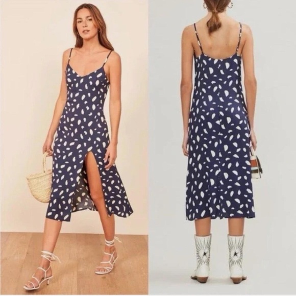 Dresses & Skirts - Reformation Crimini Blue Midi Dress With Slit Size 0